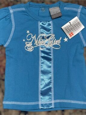 NEW Vintage Y2K Nike Frost Blue Toddler Girl McBling Long Sleeve Top 12M Kids